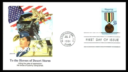 GULF WAR DESERT STORM ,   " US AIR FORCE HEROES"    USA COVER no address - 1991