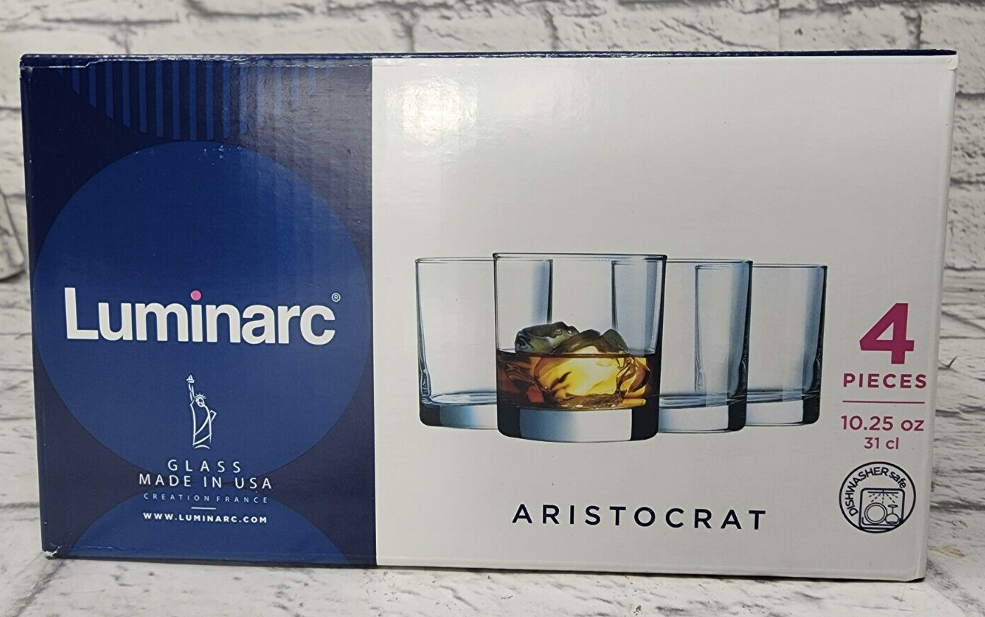 Luminarc Aristocrat 10.25 oz On The Rocks Glasses, Set of 4, Whisky