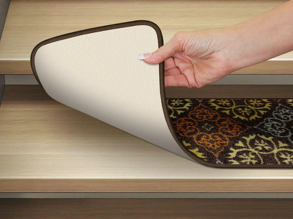 15 peldaños de escalera para alfombras RESISTENTES AL DESLIZAMIENTO FLORACIÓN CALEIDOSCOPIO otoño marrón Foto 2 de 4