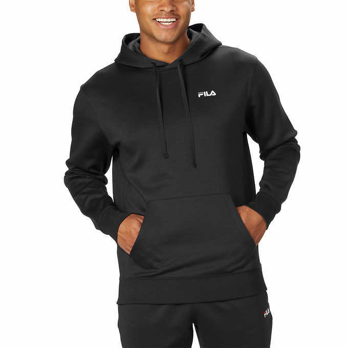 FILA Felpa con Cappuccio Uomo Performance Pullover Nero Taglia Large Spedizione Gratuita Nuova con etichette