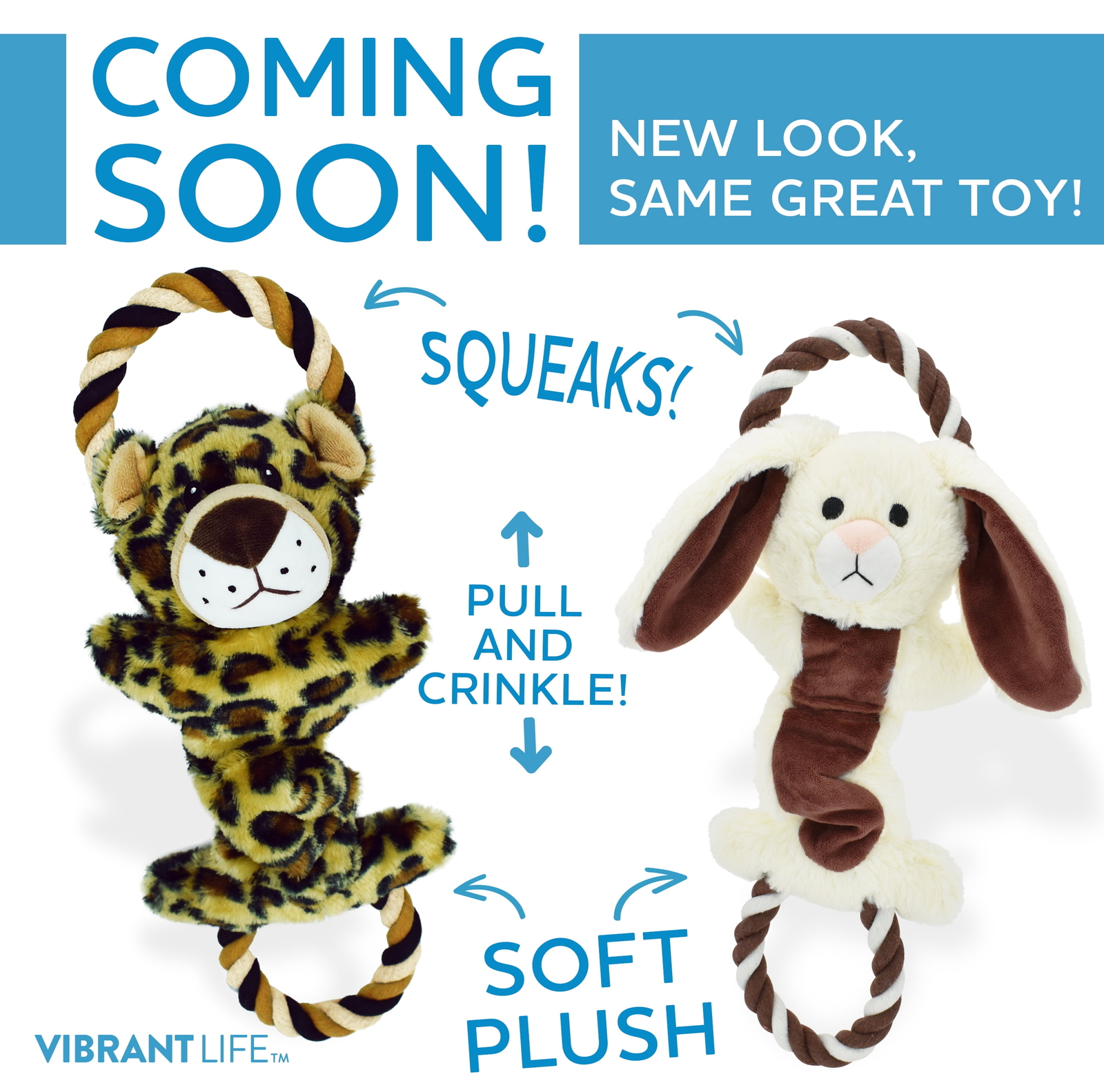 Comfort Buddy Dog Toy with Rope, Pull and Crinkle Animal