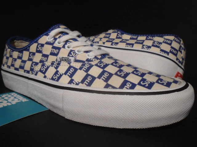 LOGO VANS AUTHENTIQUE PRO SUPREME BOÎTE À CARREAUX LOGO DE L'ÈRE BLEUE BLANCHE VN000Q0DJLX 8,5