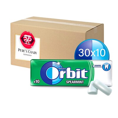 Original Wrigley`s Orbit SPEARMINT Kaugummi   Frischer Atem   Zuckerfrei 30 x 10