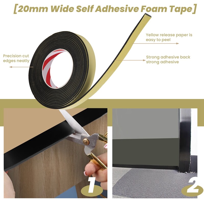 Single-Sided Adhesive Foam Tape - Closed Cell Draught Excluder For Doors & Windows