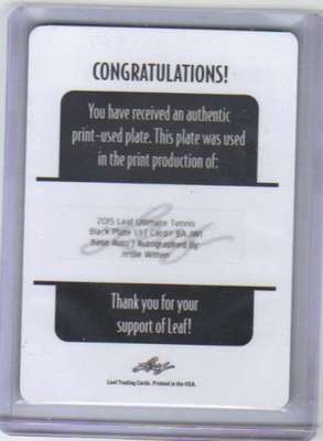2015 Leaf Ultimate Tennis Autograph 1/1 Printing Plate AUTO Jesse 