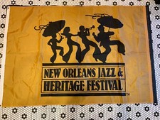 1980'S NEW ORLEANS JAZZ AND HERITAGE BANNER FLAG ORIGINAL W/ GROMMETS
