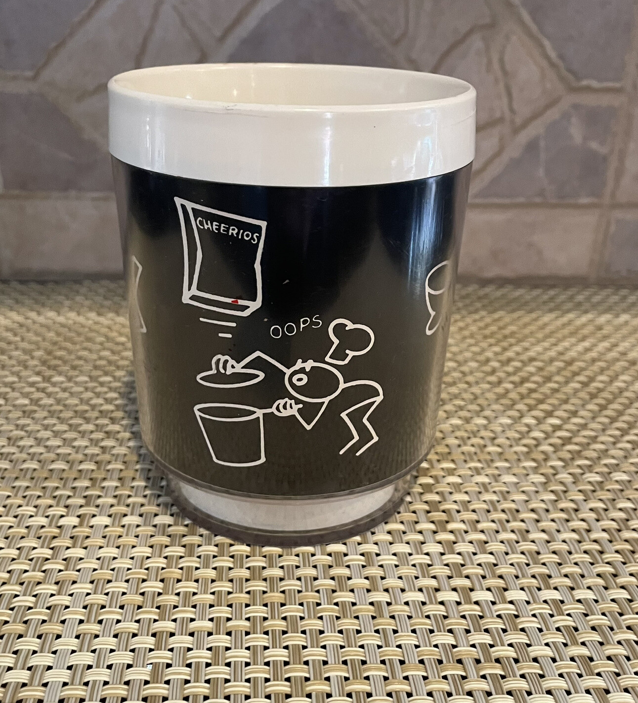 VTG 1978 Cheerios Advertising Thermo Serv Cup Mug Black & White