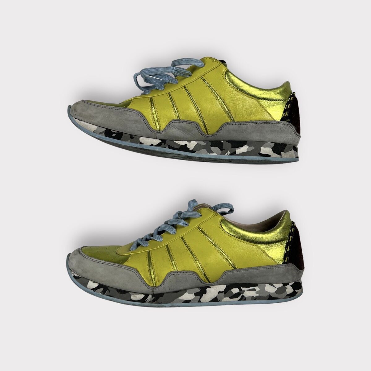 Dolce & Gabbana Men Sneaker Gold Leather With Color Block Dolce & Gabbana Men Sneaker Gold Leather With Color Block