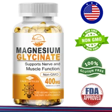 Magnesium Glycinate 400mg - 120 Capsules For Sleep, Stress Relief Support Bone