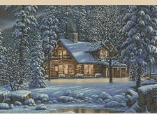 Winter Cottage Scene Counted Cross Stitch CHART No.9-336