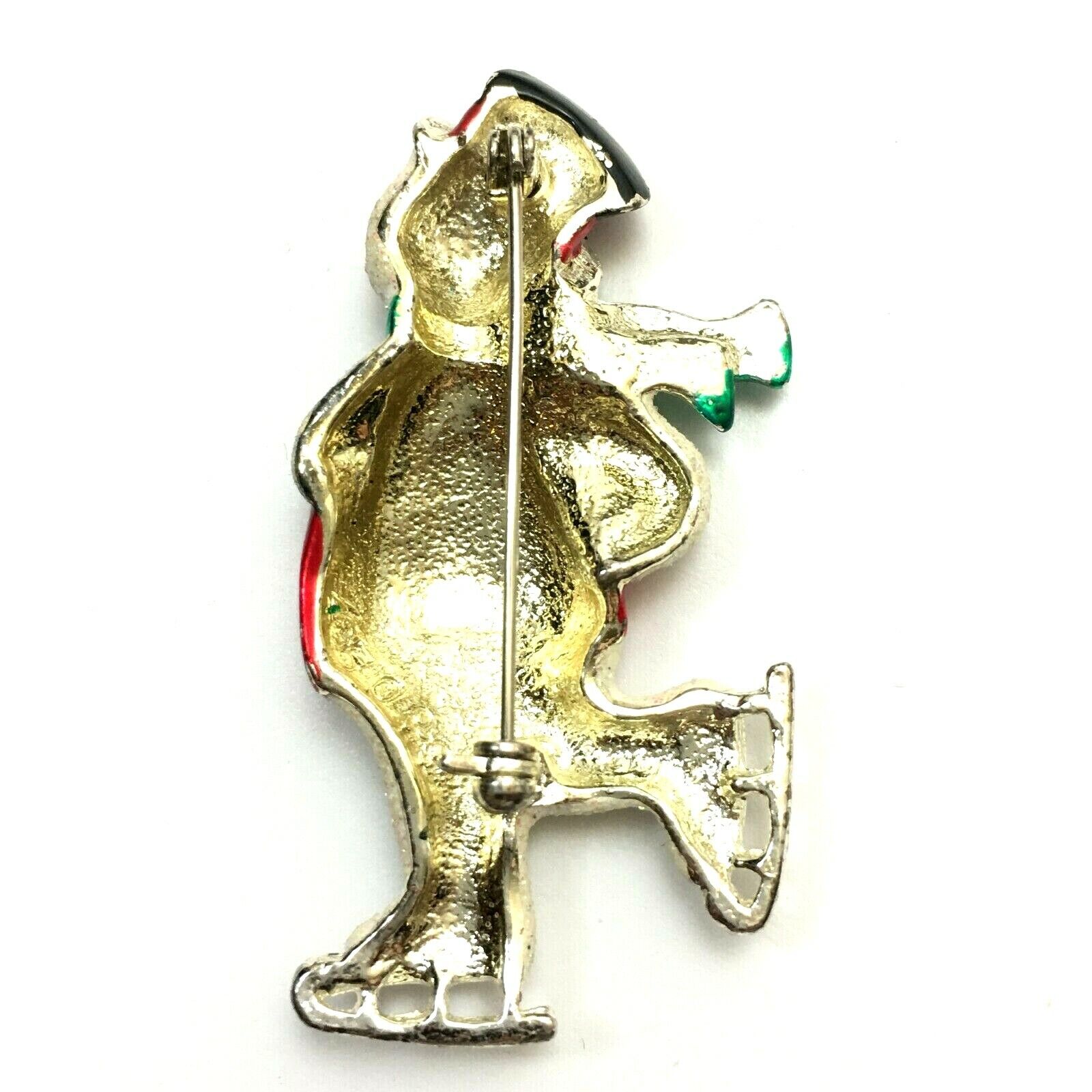 Vintage Costume Jewelry Brooch Ice Skating Frosty… - image 6