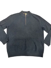 NWOT Como Boca Mens 100% Cashmere Quarter Zip Black Pullower Sweater M Textured