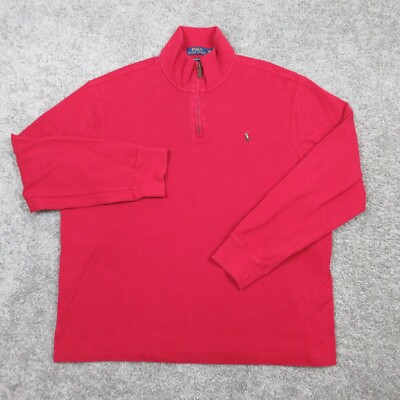 Polo Ralph Lauren Sweater Mens Extra Large Red Estate Rib Knit Q Zip Pullover