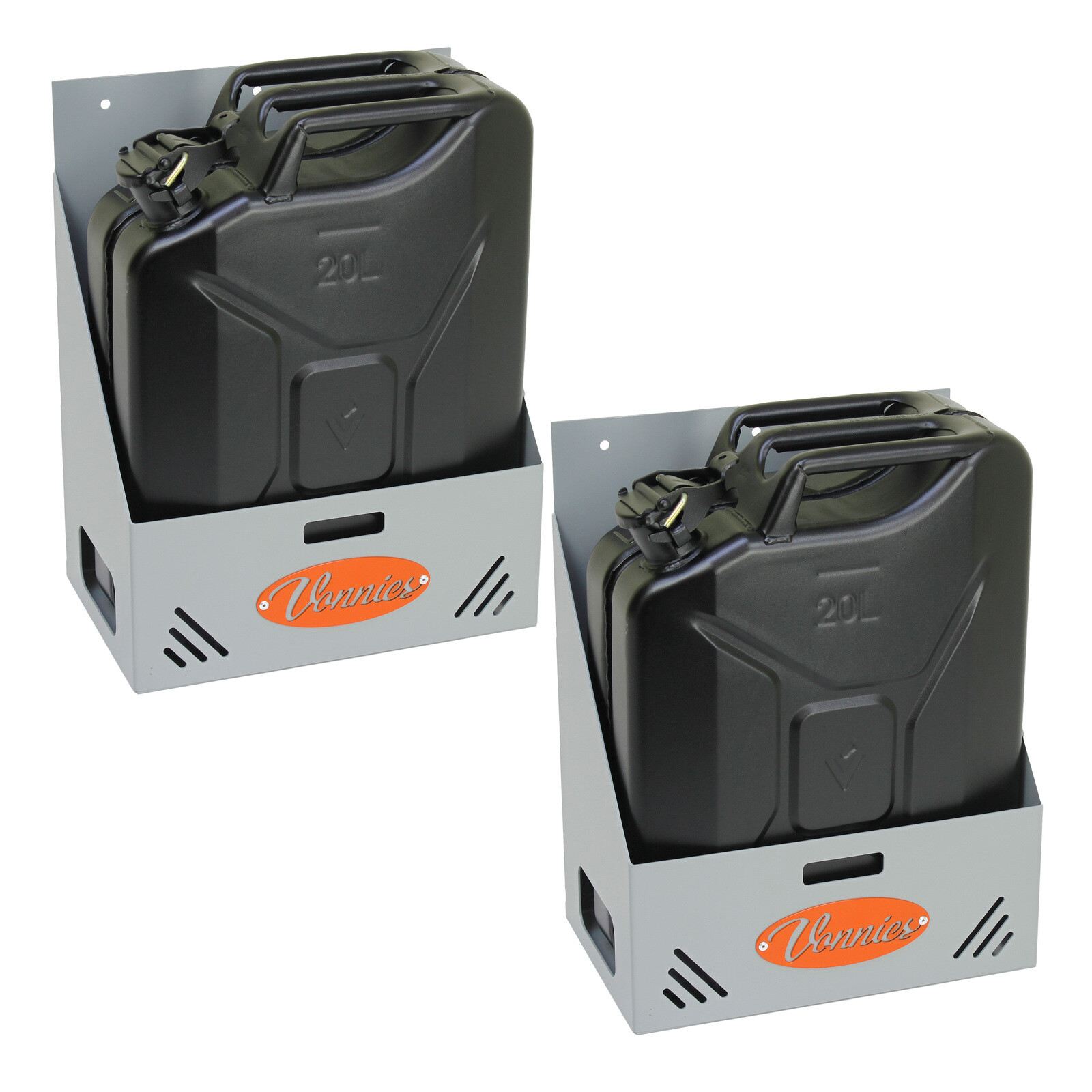 Vonnies Double Pack 20L Heavy Duty Grey Canopy/Trailer Mounted Jerry