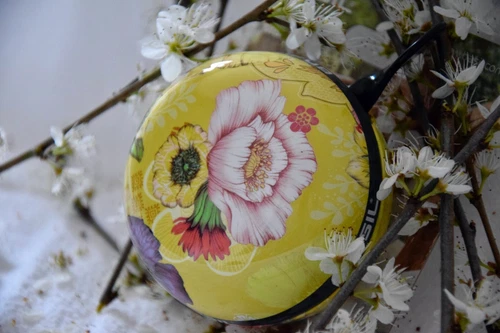 Fahrrad Klingel Glocke BASIL DING DONG - Motiv: Bloom Field yellow - 80 mm - NEU