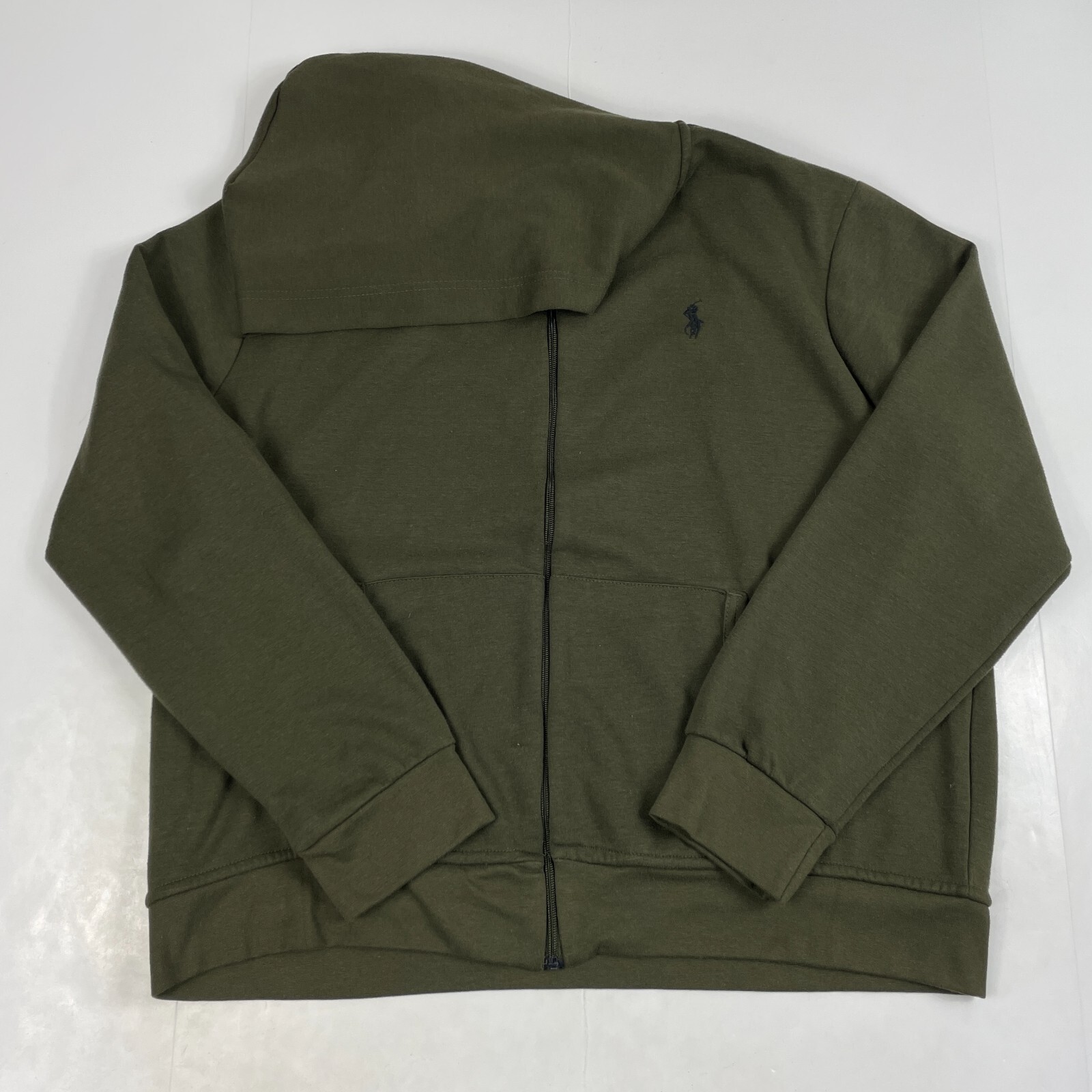 Polo Ralph Lauren felpa con cappuccio uomo grande verde full zip manica lunga lavoro palestra pony