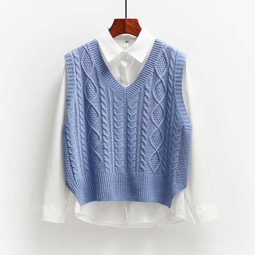 Lady Sweater Vest Knit Sleeveless 