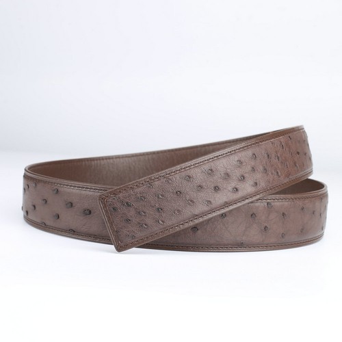 New No Jointed -Men's Luxury South African Ostrich Skin Leather Belt for Pin Buc - Picture 2 of 12