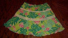 Lilly Pulitzer girls pink green blue floral print lined skirt size 10