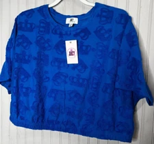 JUICY by Juicy Couture Womens CROPPED TOP 2X Royal Blue Logo Classic NEW $48