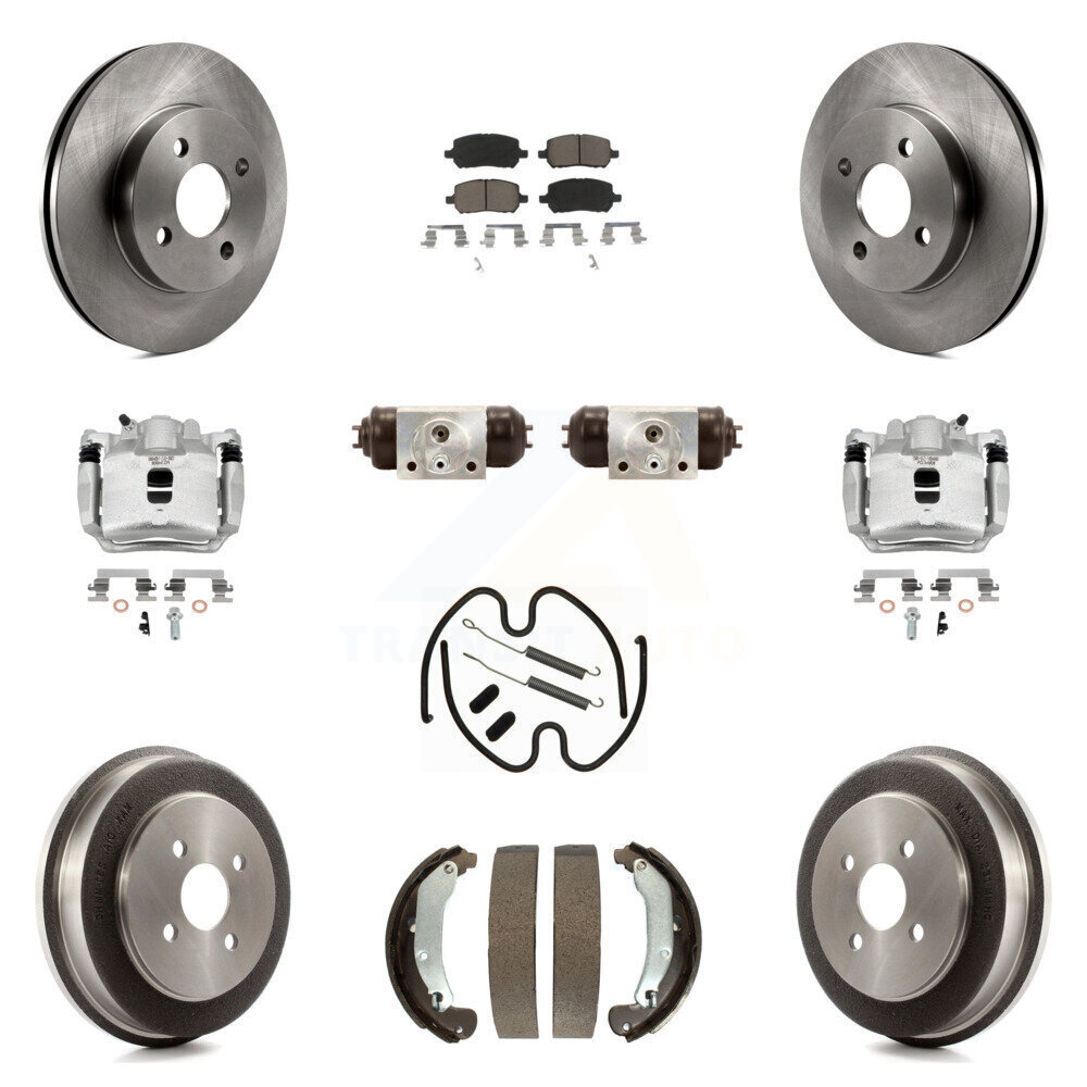Front Rear Brake Caliper Rotor Drum Ceramic Pad Shoe Cylinder Hardware Kit