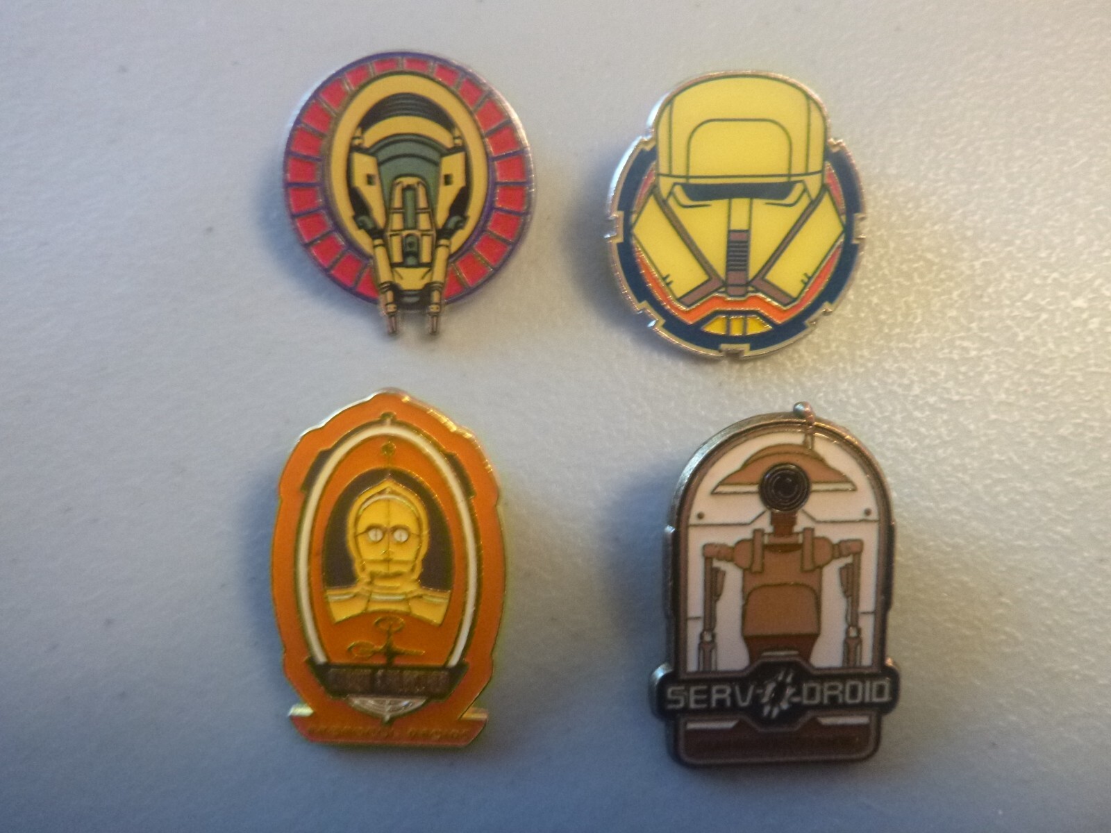 Disney Pins -Group of 4 different Star Wars Pins - Storm Trooper and Droids