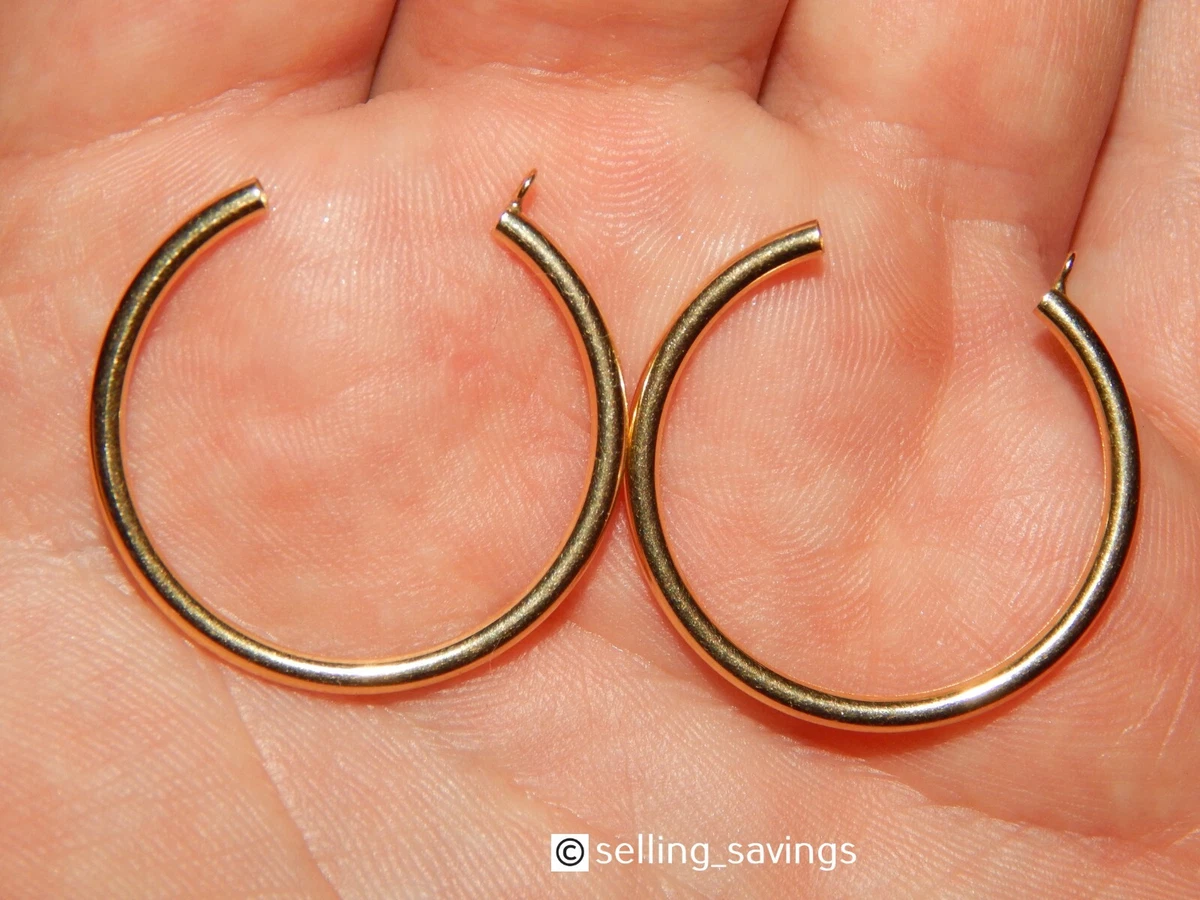 14K YELLOW GOLD LARGE 1.1 INCH DIAMETER HOOP EARRING JACKETS