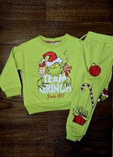 Dr Seuss Grinch Graphic Jogger Set Christmas Holiday 2 Piece Set 2T-5T NEW