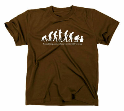 Something Somewhere Went Terribly Wrong Evolution Fun T-Shirt Darwin Cave Man