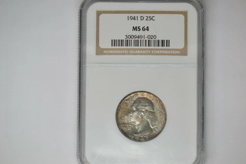1941-D Washington Quarter- NGC MS-64.  Pretty Toning.