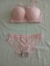 Push Up Lace Bra And Panty Set Pink