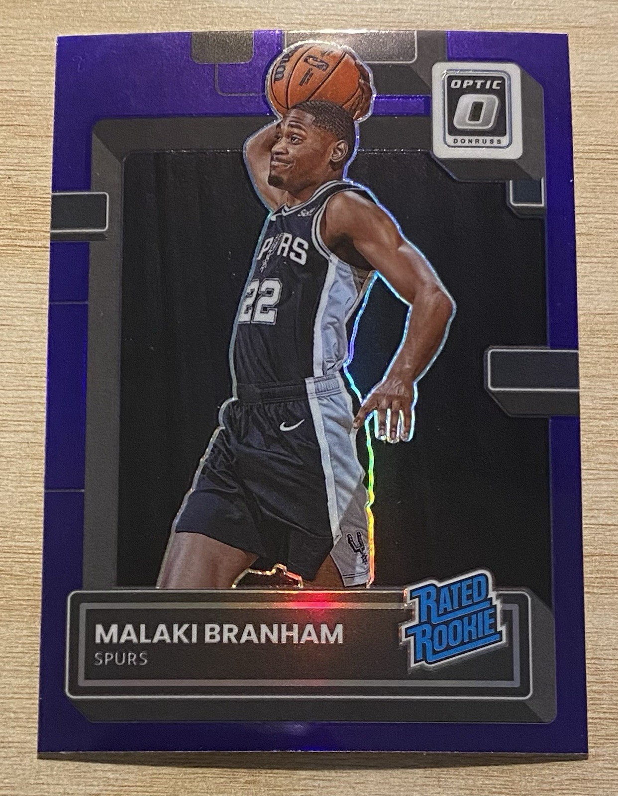 2022-23 Donruss Optic Rated Rookie Purple Shock #222 Malaki Branham Spurs RC