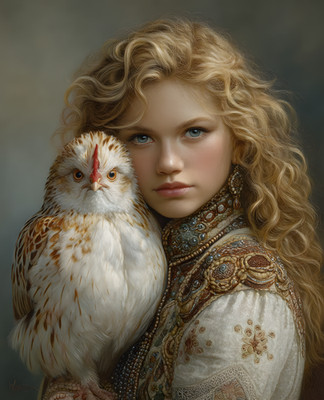 8x10 Girl Holding a Bird Art Print - 487213275