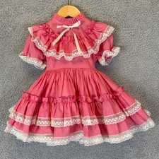 Vintage Girls Circle Dress Small World Pageant Ruffles Southern Belle Size 3T-4T