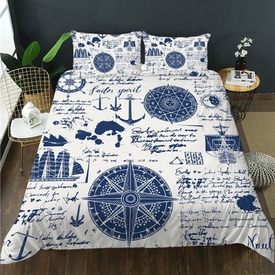 3D Navigational Compass Pattern Quilt Cover Set Bedding Sets Pillowcases 300