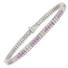 Tennis Bracelet Natural Diamonds and Natural Pink Sapphire 18k  White Gold — photo 1