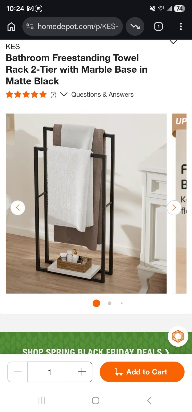 Stand, Marble Base, Matte Black