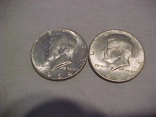 1964-P & 1964-D  Kennedy 90% Silver Half Dollar's IN AU ? #3