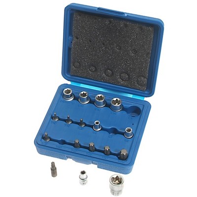 Torx Steckschlüsseleinsätze 1/4'' + 3/8'' E-Profil E6-16 T-Profil  T10-T55 17 tlg.