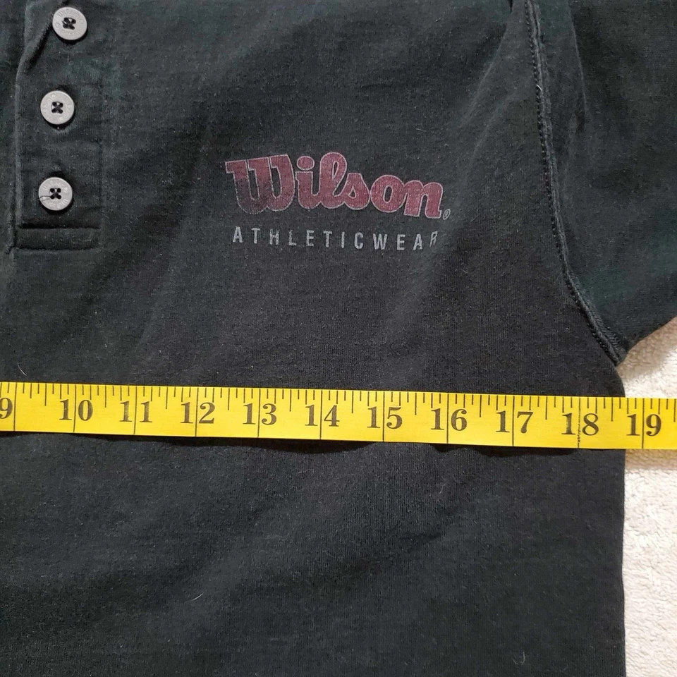 Camisa Henley Wilson Athletics De Colección Manga Larga Desteñida Negra Para Hombre Pequeña S  Foto 4 de 4
