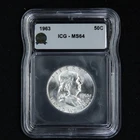 1963 Franklin Silver Half Dollar Uncirculated ICG MS64 50C