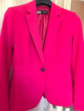 ZARA Women's Blazer Jacket One Button Tailored Small Pink Size S UK 8-10
