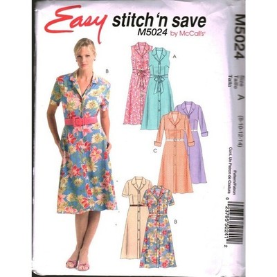 McCall's M5024 Easy Stitch n Save Misses Shirtwaist Dress Pattern Size 8-14