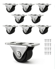 8 PCS 1/2 Inch Fixed Caster Wheels Small Silent Rigid Plate Rubber Roller