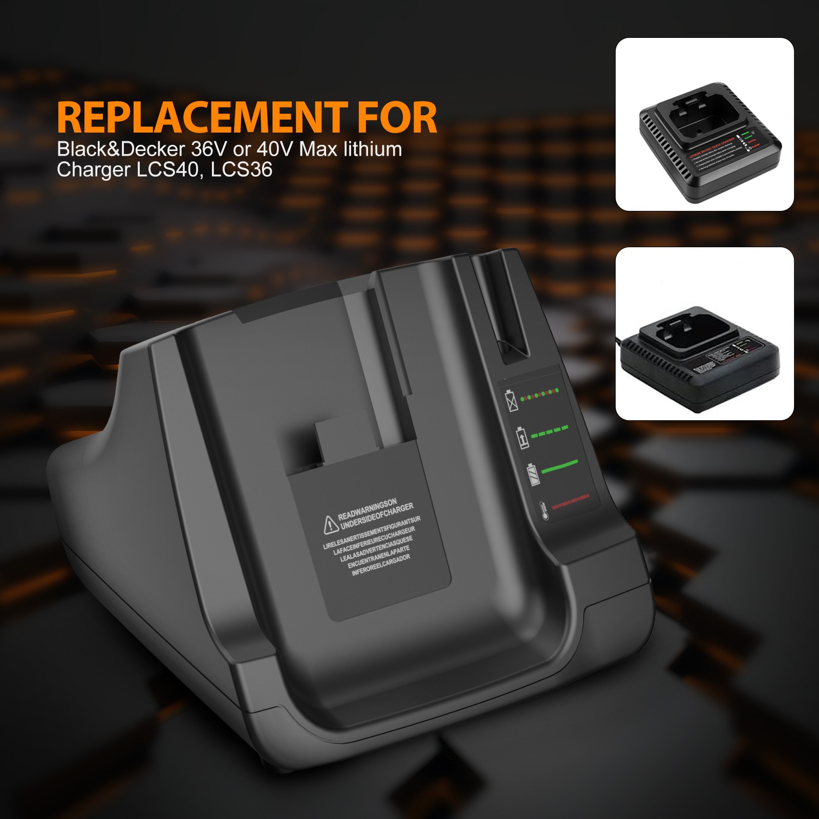 Max Fast Charger 40V for Black Decker Lithium Battery LBXR36 LBXR2036 LCS36