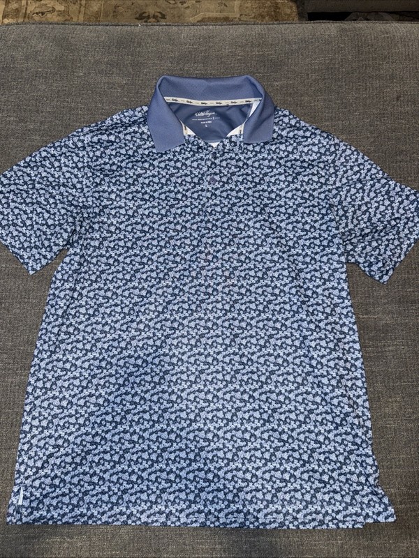 Walter Hagen Men's Performance 11 Floral Navy Blue Golf Shirt Size Large