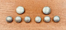 HOLLAND & SHERRY PLAIN DOMED ANTIQUE SILVER BLAZER BUTTONS 2 x 20mm & 6 x 15mm