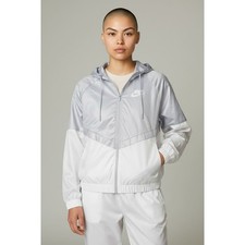 NWOT Nike Windrunner Full Zip Hooded Jacket Silver White LG Women  s Lightweight