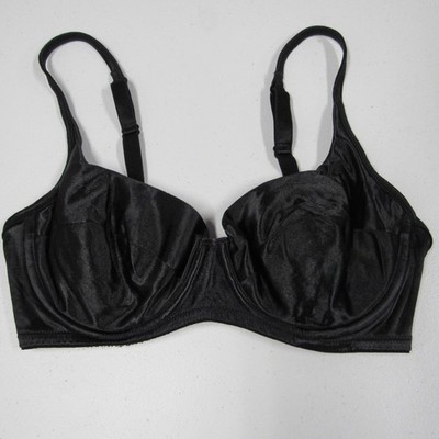 Vintage 90 s Victoria's Secret Second Skin Satin Shiny Black Lined Bra sz 34C