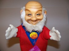 Steiff Vintage Hand Puppet with Tags Old Man Bald Beard 9.5 Inches Tall